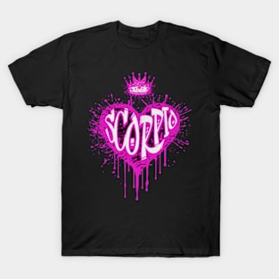 Scorpio Graffiti Airbrush Heart Zodiac Sign Birthday Astrology T-Shirt